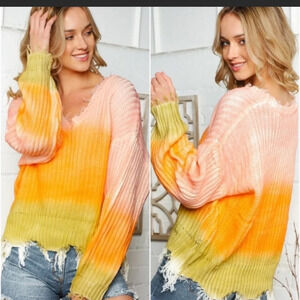 Macaron woman’s bright sweater.  Size medium oversized.